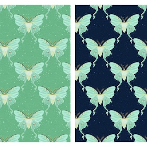 Moths Cotton Fabric, 120-23692 Backyard Bugs Paintbrush Studios BTY FQ Fat Quarter Eighth Half By The Yard Novelty Luna Moth Nature decor
