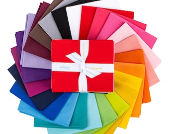 Confetti Cotton Rainbow 24 pc Fat Quarter Bundle, Riley Blake  Solid Basic Cotton Fabric FQ Precut Set, Great gift for Quilter!