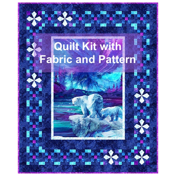 North Star Quilt kit with Fabric and Pattern for Quilt Top & Binding, Illuminations, Northcott Edwards Samra Christmas Winter Holiday Decor