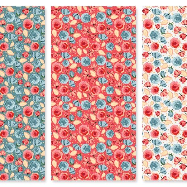 Roses Cotton Fabric, Mon Cheri C12653 Riley Blake Painted Rose BTY FQ Fat Quarter eighth half by the yard Roses Easter Spring floral blender