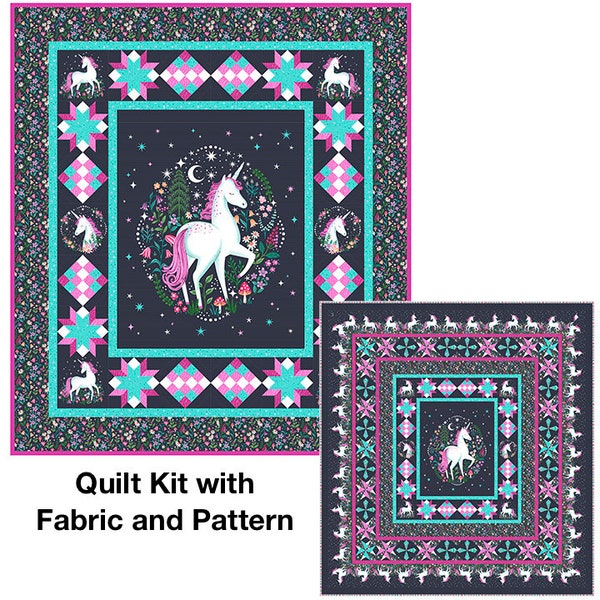 Counting Stars Quilt Kit with Fabric and Pattern for Quilt Top and Binding, Unicorn Dreams Northcott Wall Hanging Fantasy decor magic forest