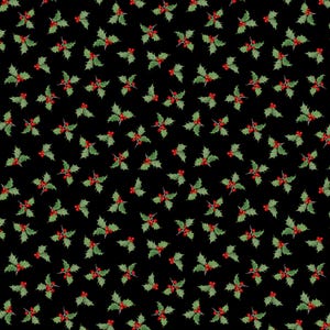 Holly Toss Cotton Fabric, Cardinal Cozy, Wilmington Nancy Mink, Traditional Christmas Holiday FQ Fat Quarter Eighth BTY by the yard Precuts