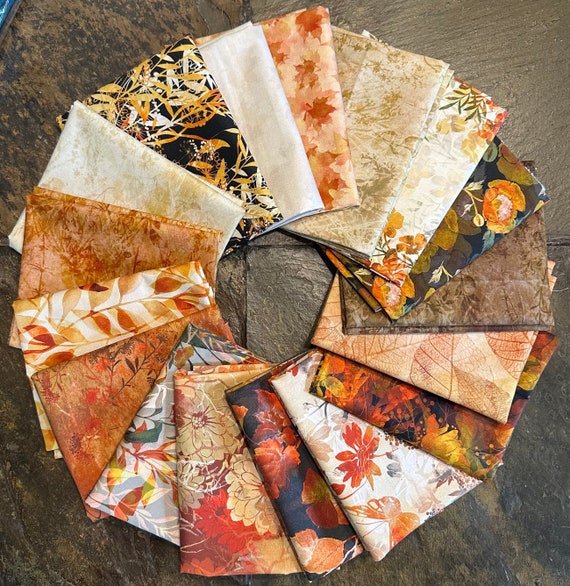 Reflections of Autumn 2 Fat Quarter Bundle 17 pieces, In The Beginning  Jason Yenter Thanksgiving Harvest Autumn Fall Fat Quarters FQ Precuts