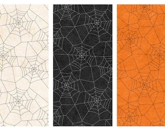Allover Spiderwebs Halloween Cotton Fabric, P&B Textiles Happy Haunting 05025, Haunted house Spiderweb FQ Fat Quarter Eighth BTY by the Yard