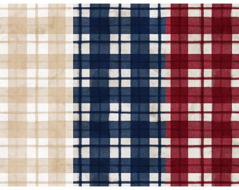 Plaid Cotton Fabric, Farmhouse Americana 5763 P&B Textiles, Patriotic Precuts, FQ Fat Quarter By the Yard BTY Fourth of July 4 Country Decor
