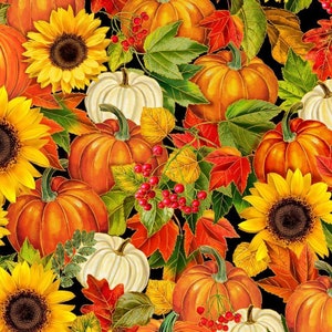 Metallic Autumn Harvest Floral Cotton Fabric, Fall is in the Air CM2801 Timeless Treasures, Thanksgiving Fat Quarters FQ by The Yard Precuts
