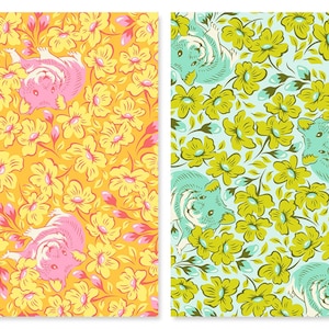 Chubby Cheeks Cotton Fabric, Tula Pink Besties Metallic Free Spirit,  Ships Same Day Hamster Damask FQ Fat Quarter Eighth BTY by the yard