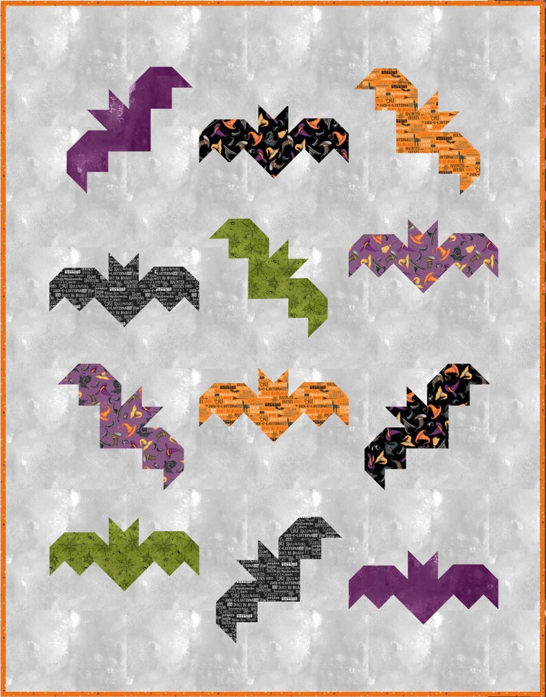 Scared Bat Pattern Creepy Crawlies Cotton Fabric, Scaredy Cats Windham Fabrics Pastel ...