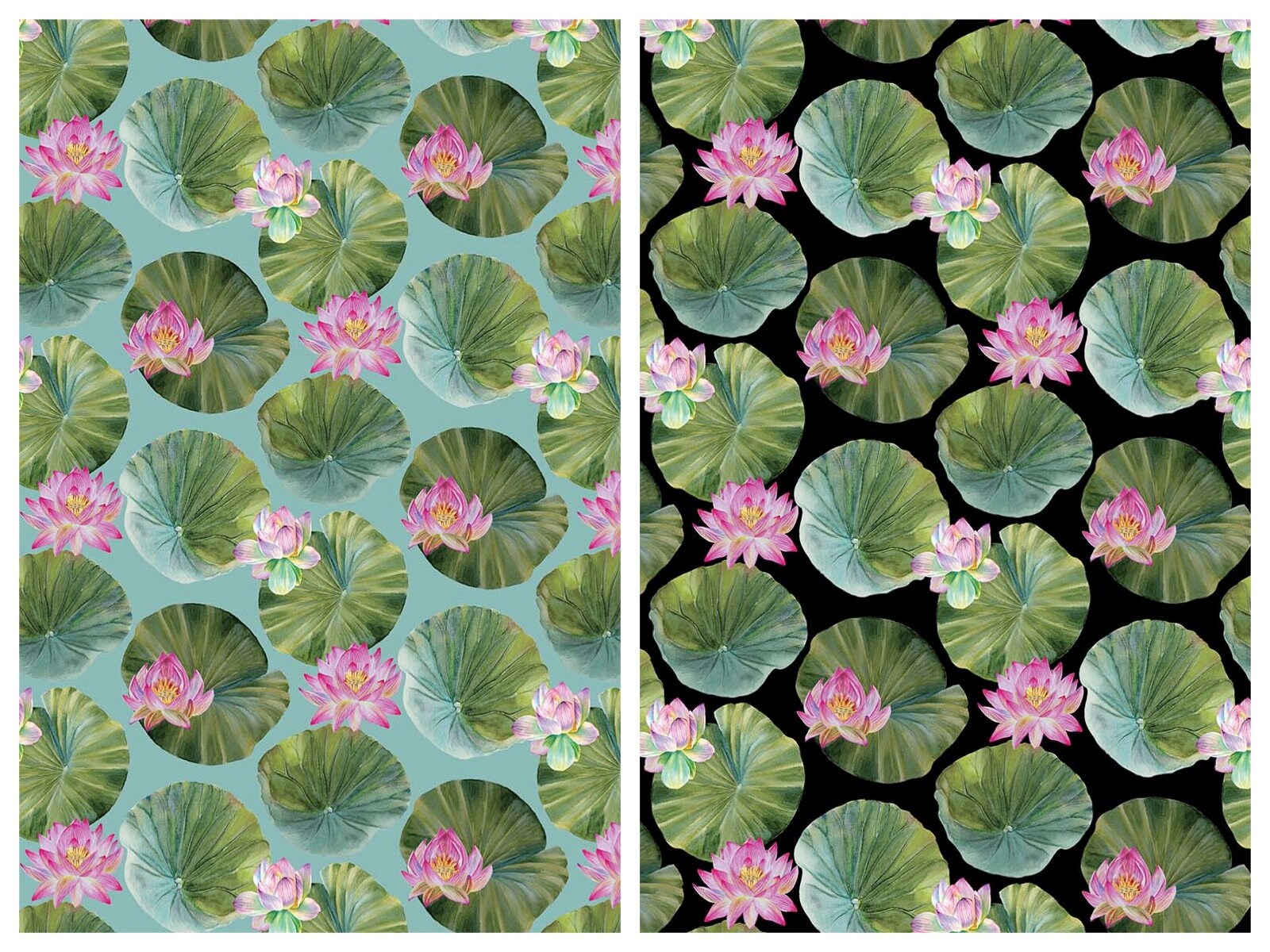 Lily Pads Cotton Fabric, Water Lilies Northcott DP25059-64 