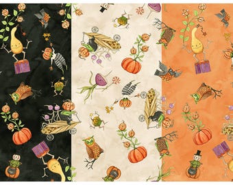 Gourd Toss Halloween Cotton Fabric, Ghoul Friends C16051, Teresa Kogut Riley Blake Witchy Pumpkin Patch FQ Fat Quarter BTY By Yard Precuts