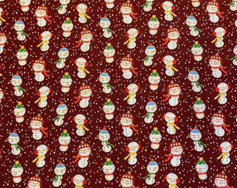 Snowmen Christmas Miniatures Holiday Christmas Cotton Fabric, P & B Winter Snowman FQ Fat Quarter half By the yard BTY Yardage Precuts