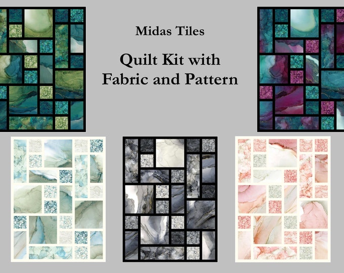 Midas Tiles Quilt Kit With Fabric and Pattern for Quilt Top & Binding