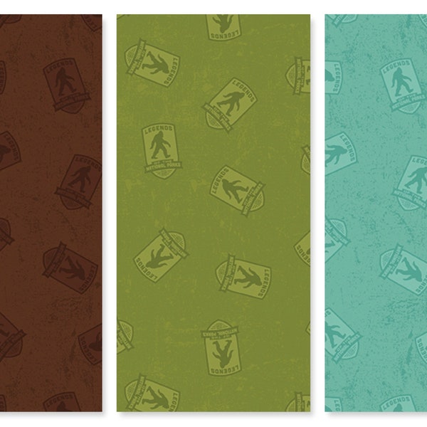 Bigfoot Logo Toss Cotton Fabric CD13283 Legends of the National Parks Riley Blake Nature Fat Quarter FQ BTY by the Yard Cryptid Big Foot