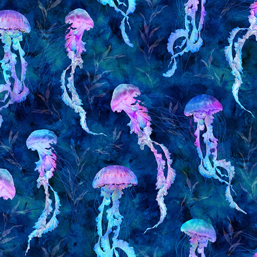 Jellyfish Cotton Fabric Tides of Color V525917 Hoffman Fabrics BTY FQ