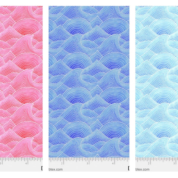 Waves Cotton Fabric, Deep Blue Sea 04839 P&BTextiles FQ fat quarter eighth half by the yard BTY Beachy blender Ocean Home decor Summer water