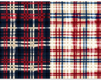 Patriotic Plaid Cotton Fabric, Stars of Valor 30088, Wilmington Patriotic Precuts FQ Fat Quarter Eighth By the Yard BTY Fourth of July 4