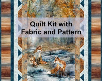 Leash on Life Quilt Kit with Fabric and Pattern for 48"X64" Quilt Top & Binding, Fox Den, Melanie Edwards Deborah Samra Northcott Nature