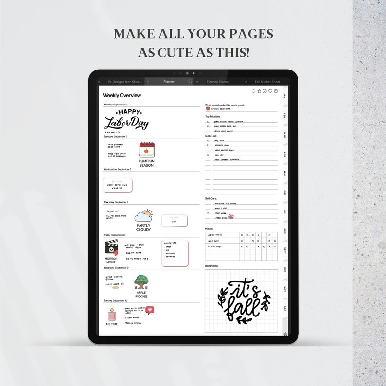 Fall Digital Icon Stickers Daily Planner Stickers - Etsy