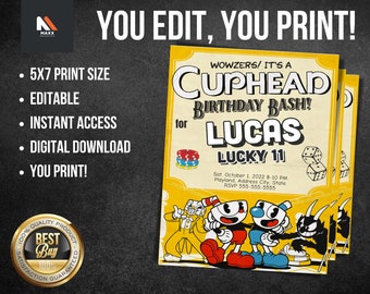 Details about   Cuphead Birthday Party Pack Bundle For 12 Cups & PLAIN Plates Blue 