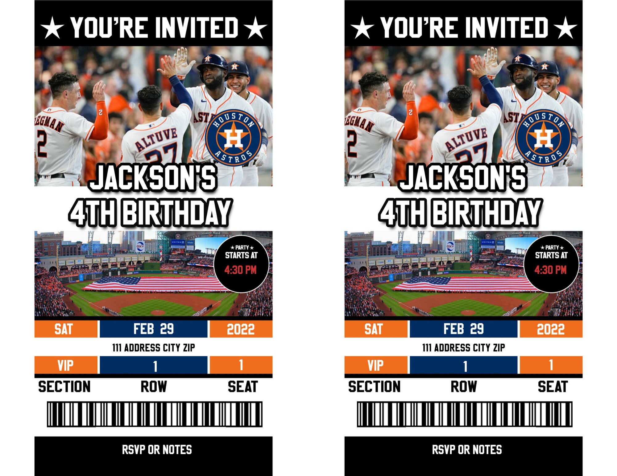Houston Astros Birthday Party Ticket Invitation Edit Online - Etsy