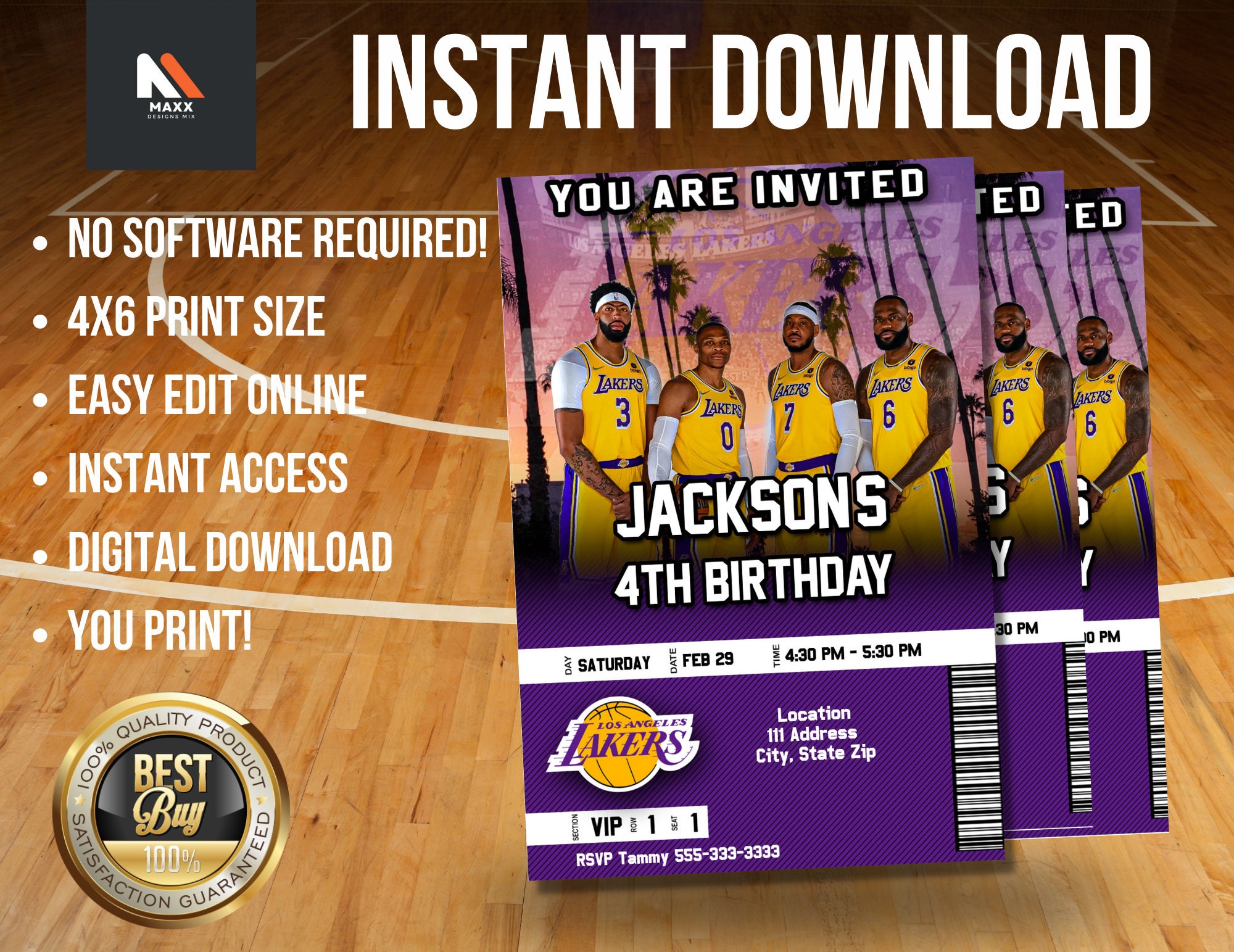 Printable Los Angeles Lakers Birthday Thank You Tags Instant Down