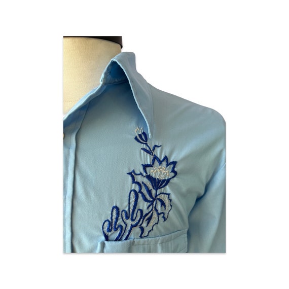 Vintage 70s Western Blue Shirt - image 2