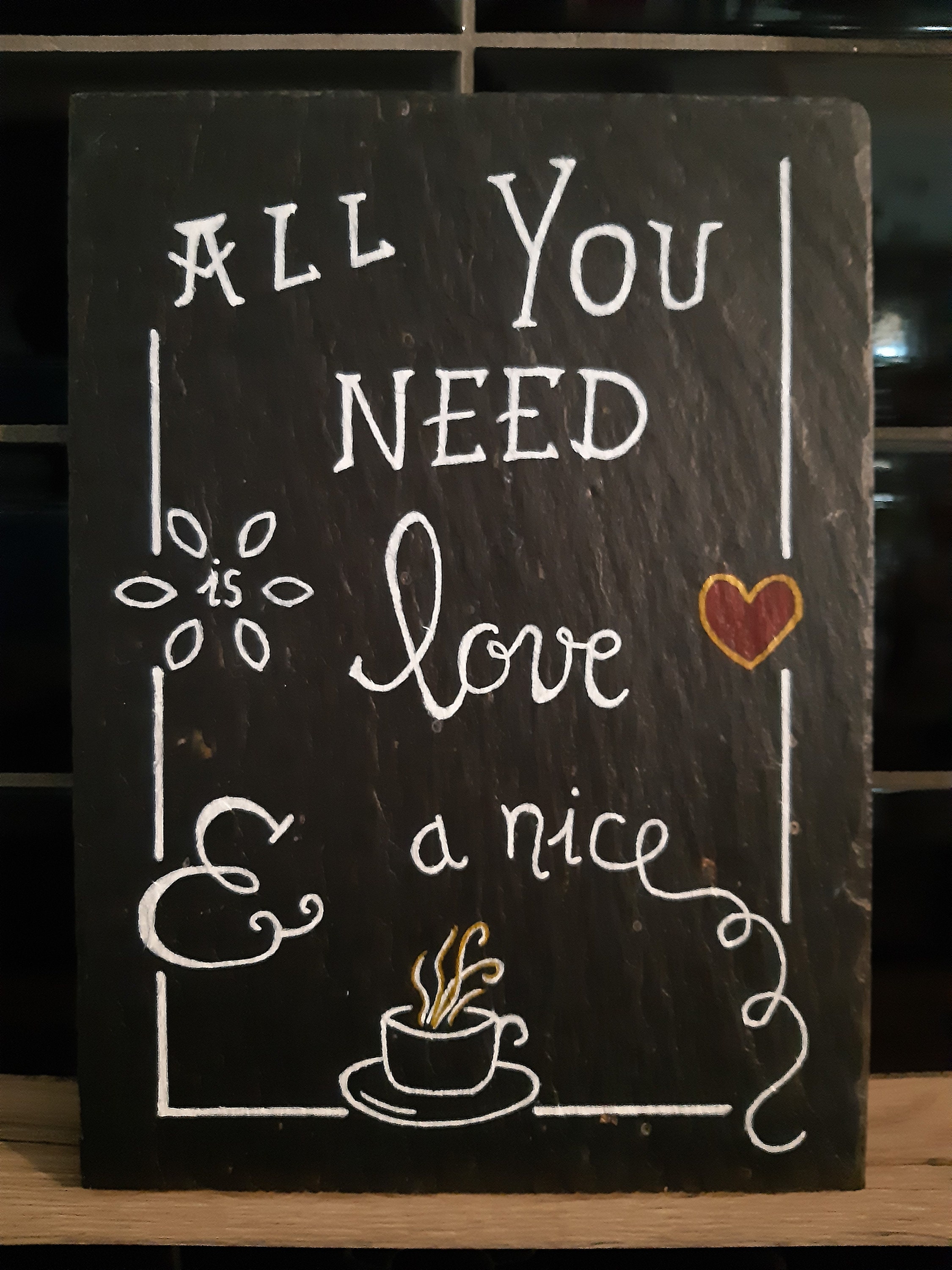 Ardoise Naturelle Peinte à La Main