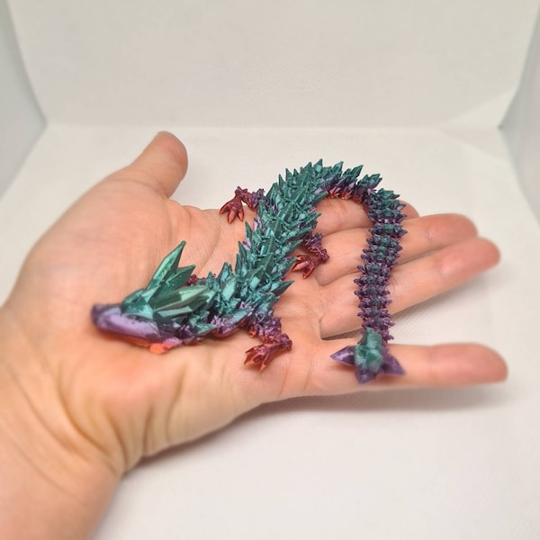 Baby crystal dragon, small flexible dragon, stress relief, crystal dragon, Articulating dragon, gamer gift,3d printed dragon,game of thrones