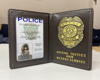 Resident Evil Wallet, Raccoon Police ID card holder, Resident Evil wallet with metal badge, S.T.A.R.S. ID card case, Custom Cosplay ID Card