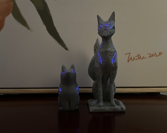 Luminous Genshin Fox Figure, Glowing Kitsune, Inazuma Fox Sculpture, Games Collectibles