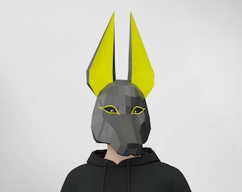 God Anubis papercraft mask,DIY, party and Halloween digital mask template, Low poly 3d mask, Cosplay mask, Birthday mask
