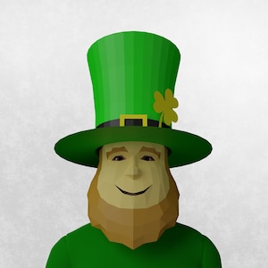 St Patrick mask + hat, Papercraft digital template, St Patrick papercraft, Low poly papercraft, St Patrick cosplay mask