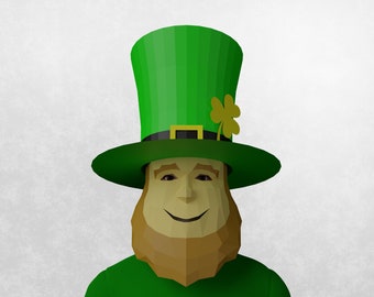 St Patrick mask + hat, Papercraft digital template, St Patrick papercraft, Low poly papercraft, St Patrick cosplay mask