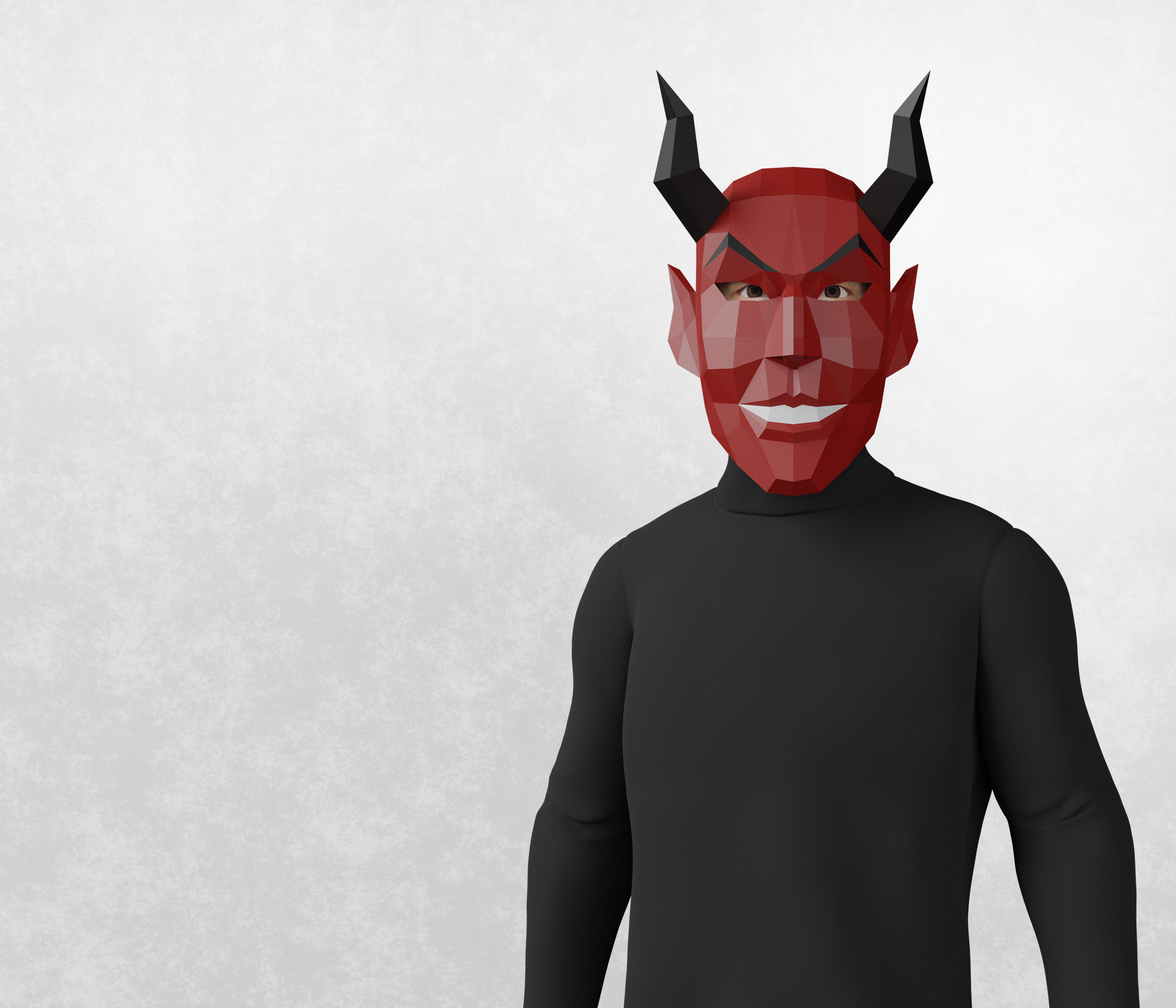 Foto zu Teufel Papercraft Maske, DIY digitale Masken Vorlage, Low Poly 3D Maske 