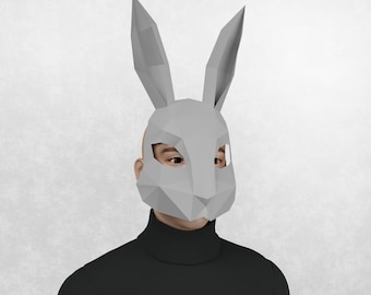 Rabbit papercraft mask,DIY Easter and Halloween digital mask template, Low poly 3d mask,Cosplay mask