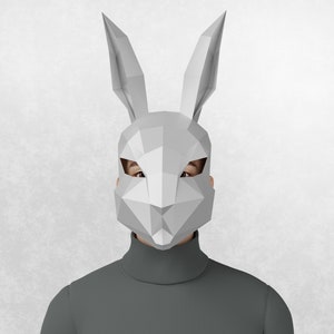 Easter bunny papercraft mask,DIY Easter and Halloween digital mask template, Low poly 3d mask,Cosplay mask