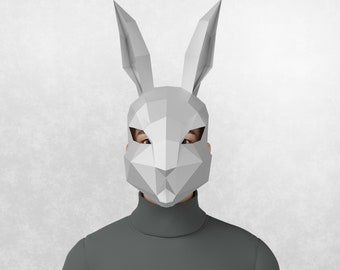 Easter bunny papercraft mask,DIY Easter and Halloween digital mask template, Low poly 3d mask,Cosplay mask