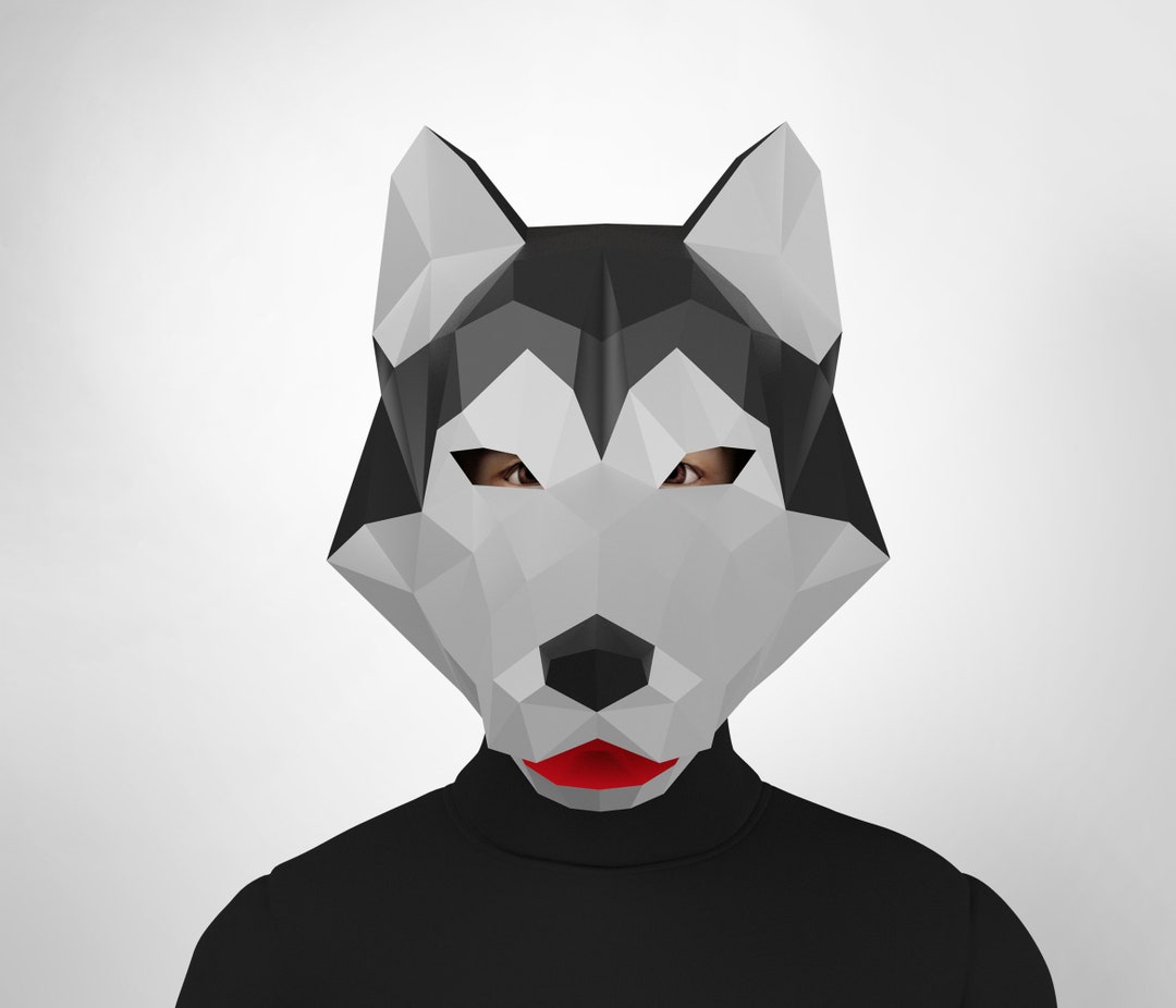 Husky Papercraft Mask, DIY Mask Template, Low Poly 3d Mask, Cosplay