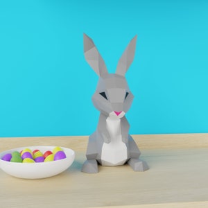 Easter bunny candy jar 3d papercraft model, Easter papercraft, Easter bunny papercraft
