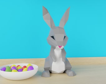 Easter bunny candy jar 3d papercraft model, Easter papercraft, Easter bunny papercraft