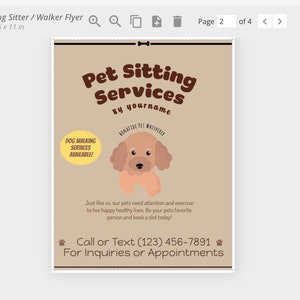 Dog Sitter Flyer, Dog Walker Flyer, Custom Flyer, Pet walker Flyer, Editable Flyer, DIY Template, Business Marketing, dog sitter, Dog walker