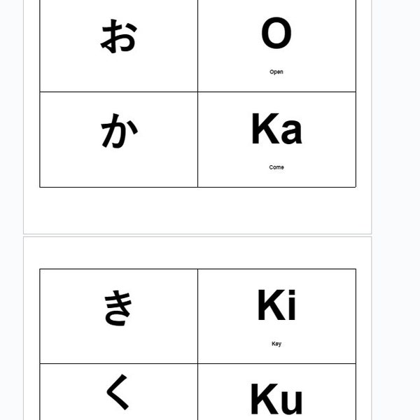 Japanese Hiragana Character Index Cards Printable Template, study Flashcards (additional sounds),practice,alphabet learning,Vocabulary cards