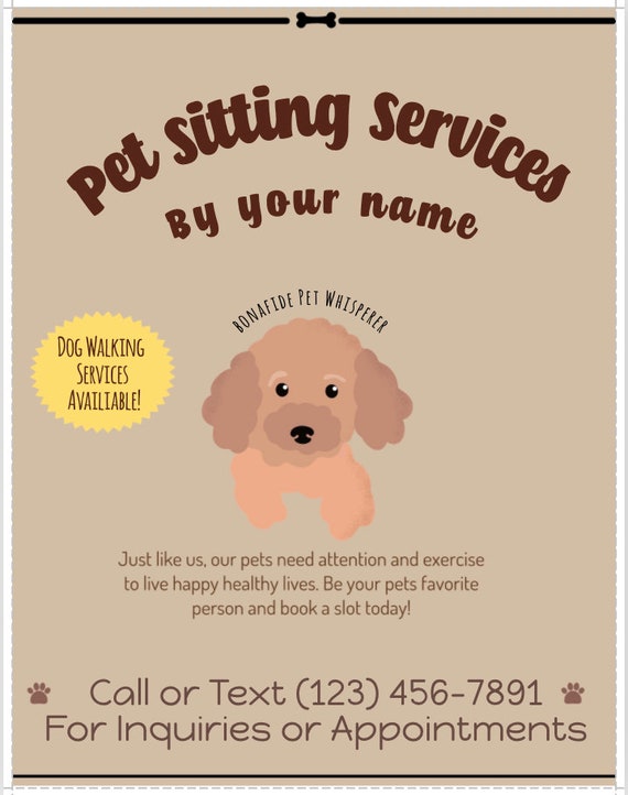 pet sitting flyers