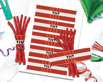 Mine Theme Birthday Party TNT Printable Twizzlers Licorice  Label Wrappers Party Favor Template M0001