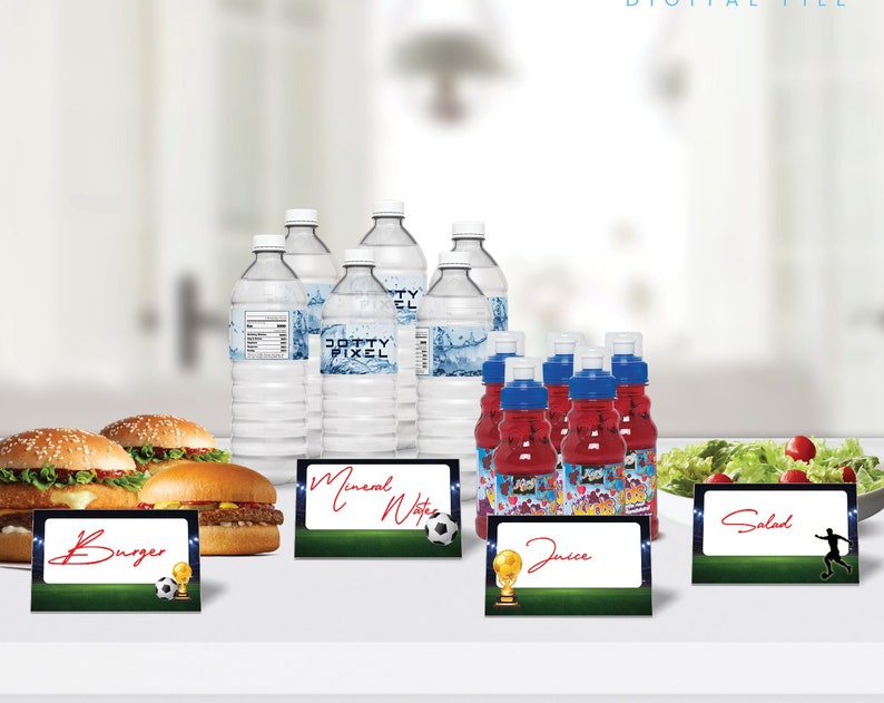 Soccer Theme Food Tent Printable Soccer Food Labels Soccer Food Cards Birthday Decorations Soccer Party Favors Corjl Template