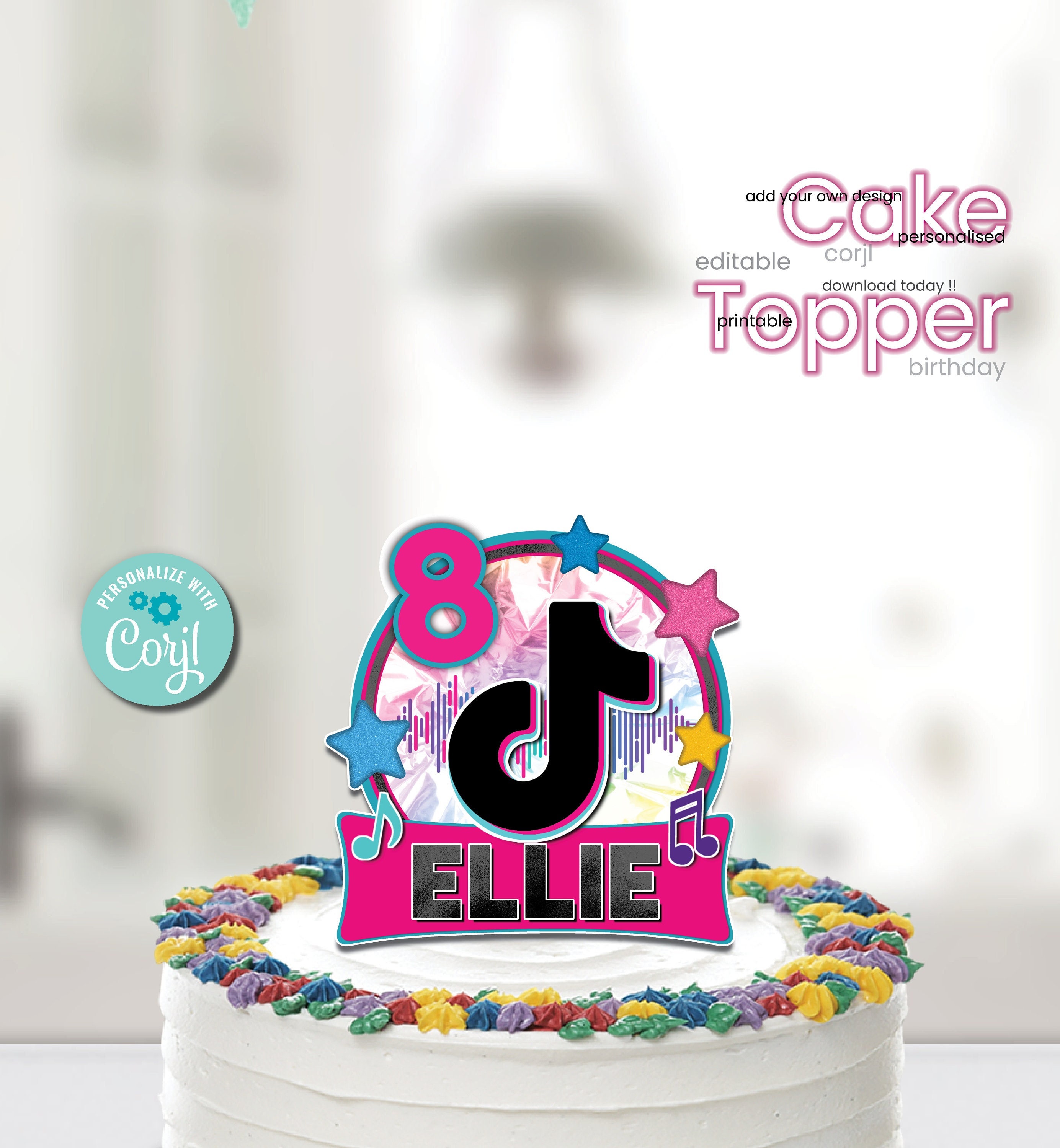 Tiktok Cake Topper - Etsy Israel