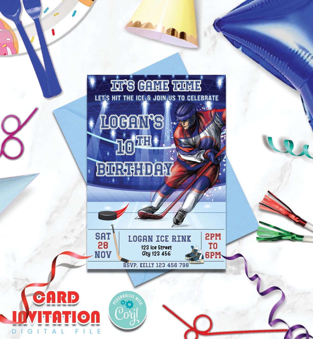 Printable Hockey Invitation Ice Hockey Birthday Invitation Ice Ring