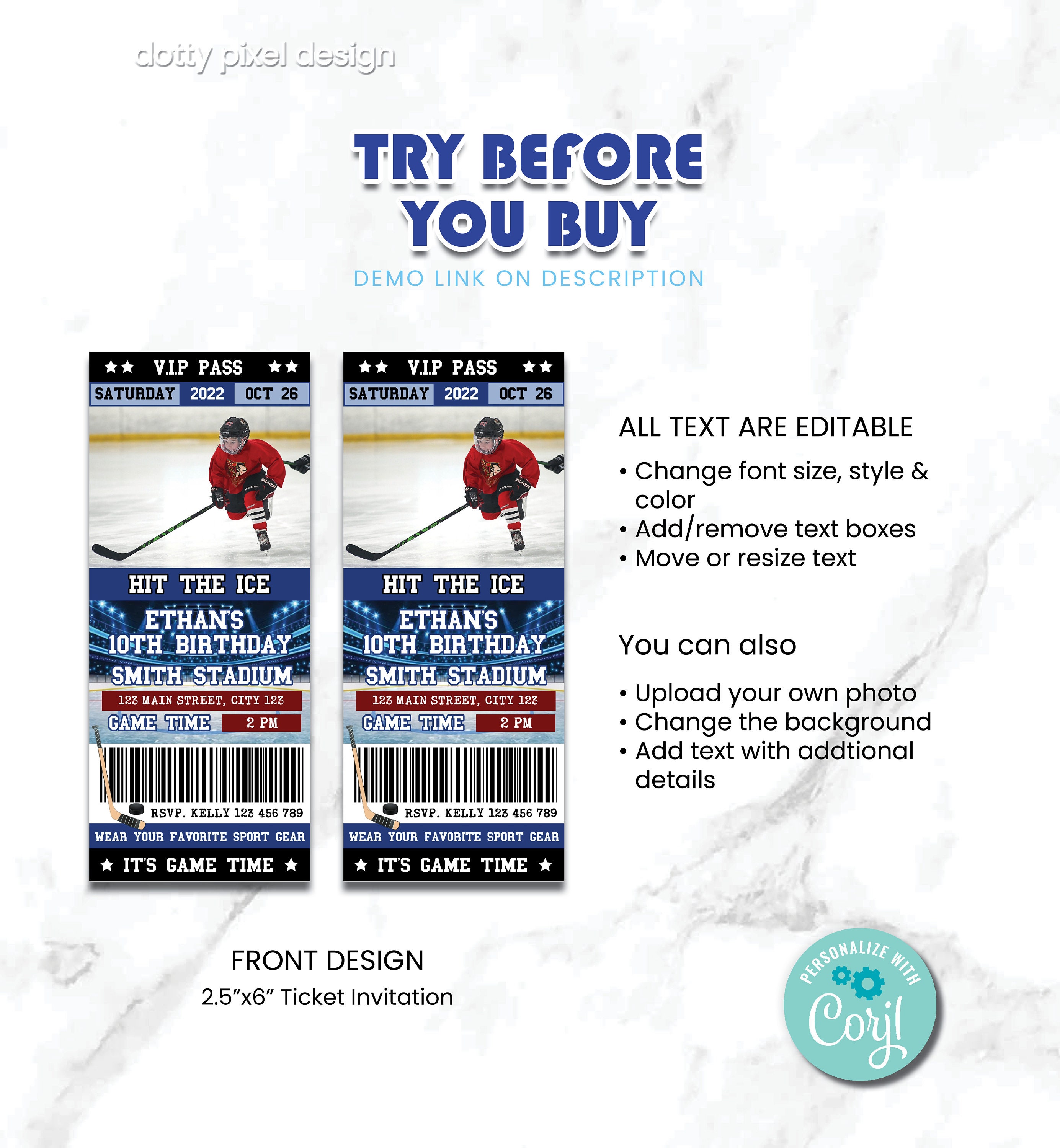 Printable Hockey Birthday Invitation Hockey Party Invitation Etsy Canada