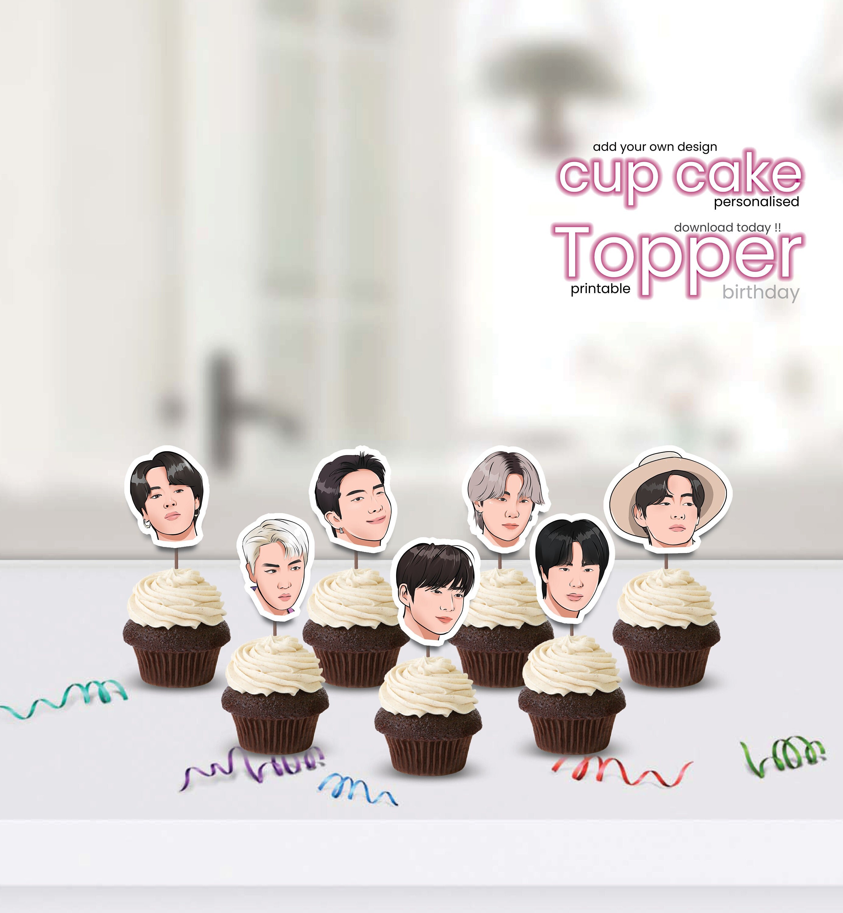 Buy Kpop BTS Bangtan Boys Cupcake Toppers x24 Edible Rice Paper