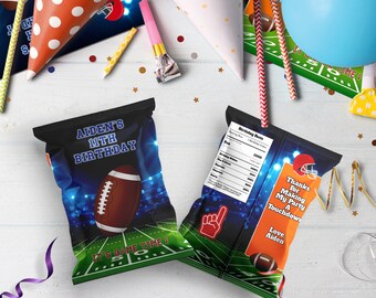 Printable Football Chip Bag | Football Snack Wrapper | Football Food Bags | Party Bags | Printable Corjl Template FB001
